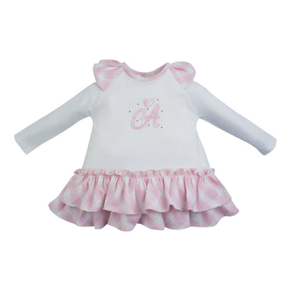 Little A, dresses, Little A - White and pink jersey frill dress, Emily