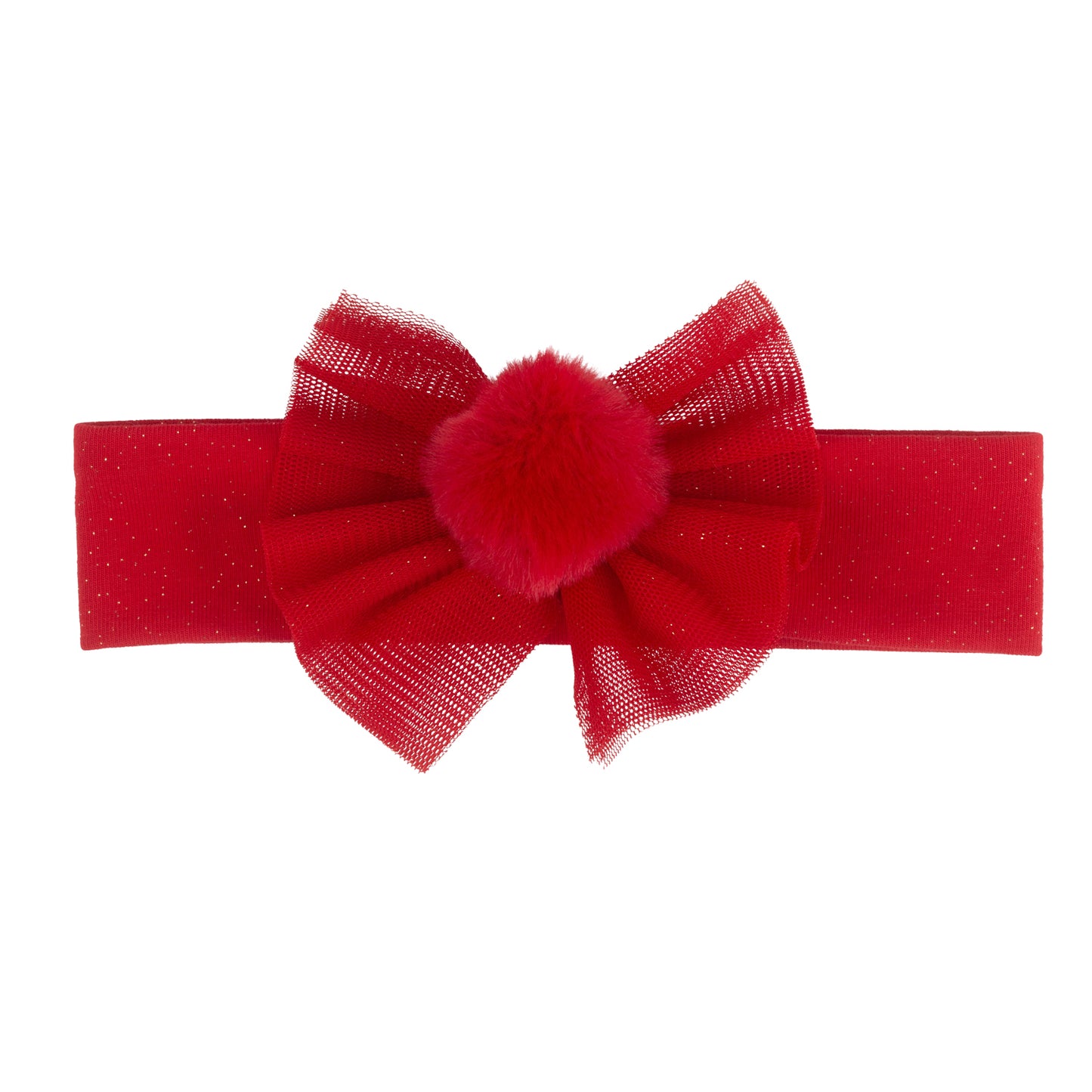 Little A, Headbands, Little A - Pom pom print headband, red