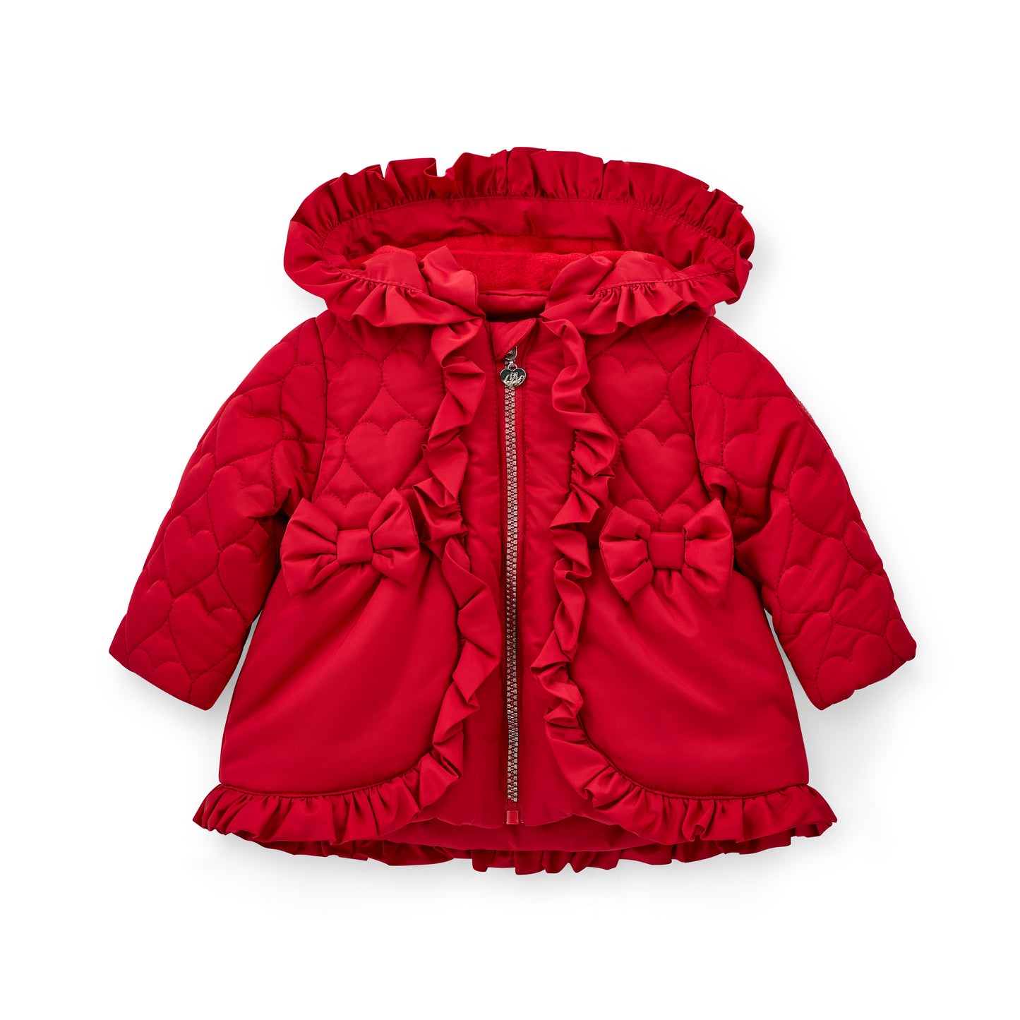 Little A  - Red puffer, heart quilt coat,  Kaia