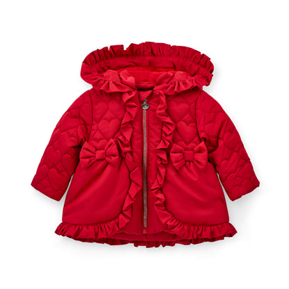 Little A  - Red puffer, heart quilt coat,  Kaia