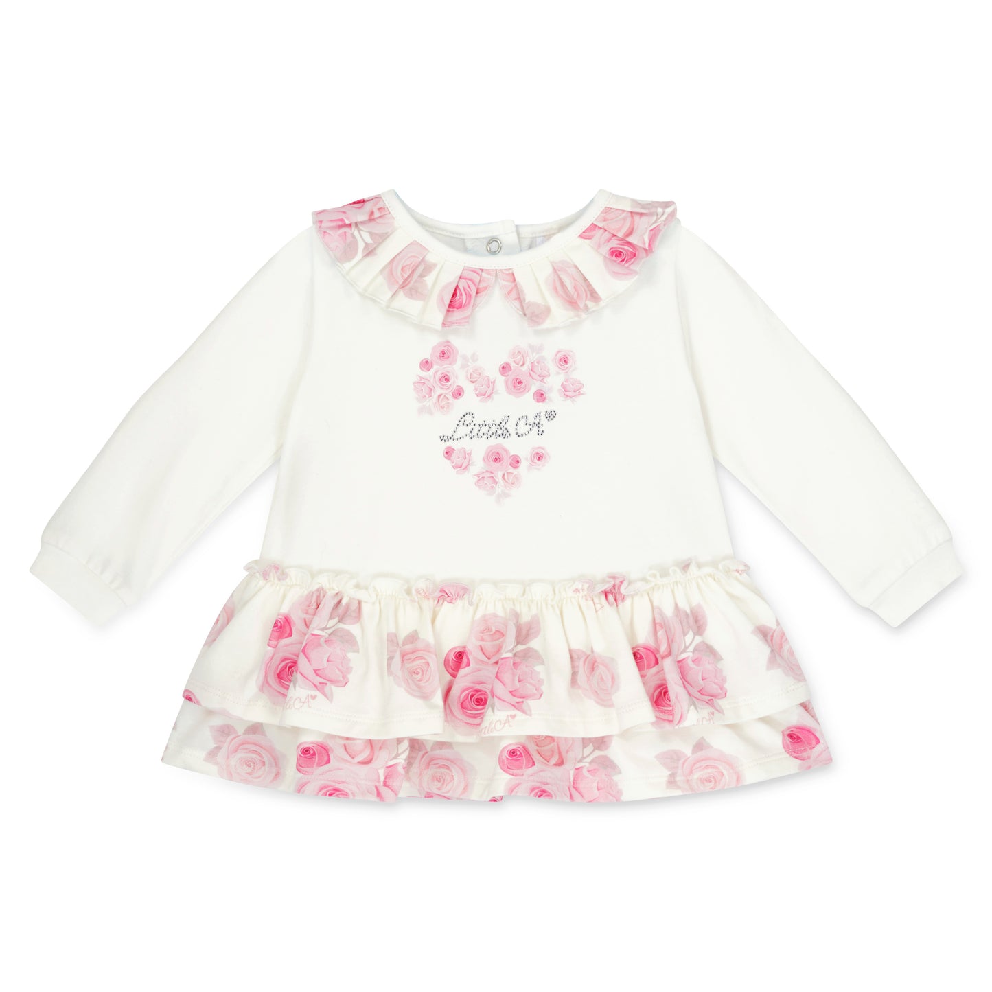 Little A - Rose print, winter white dress, Darla