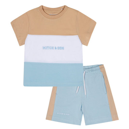 Mitch & Son, 2 piece shorts sets, Mitch & Son - 2 piece shorts set, white and sky blue, Toby