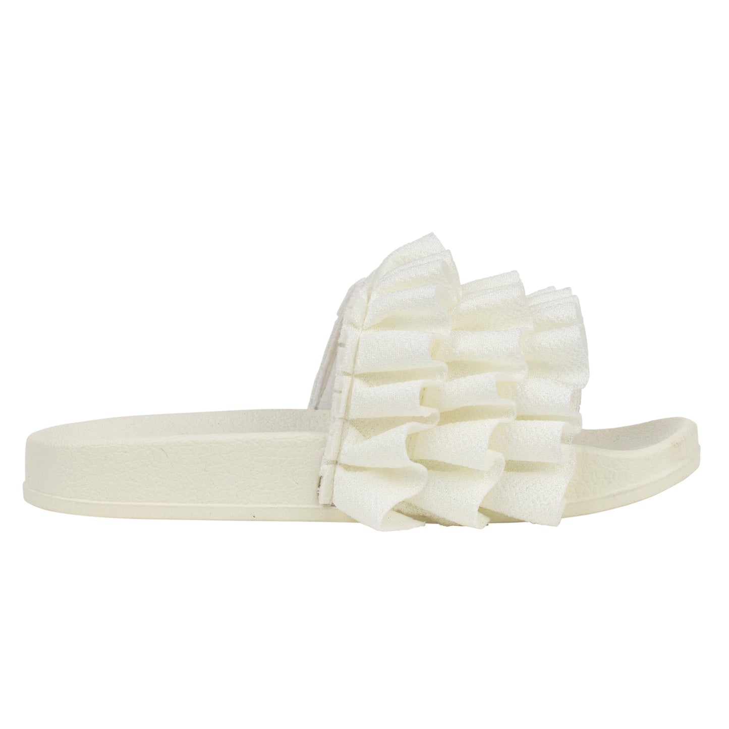 A'Dee, footwear, A'Dee - White Frilly sliders