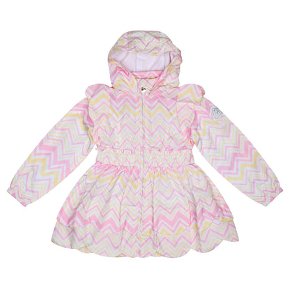 A'Dee, coats, A'Dee - White coat with pink and yellow chevron print, Leila