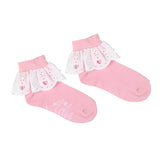 A'Dee, socks, A'Dee - Pink socks with Broderie Anglaise ruffle trim, Pink Fairy