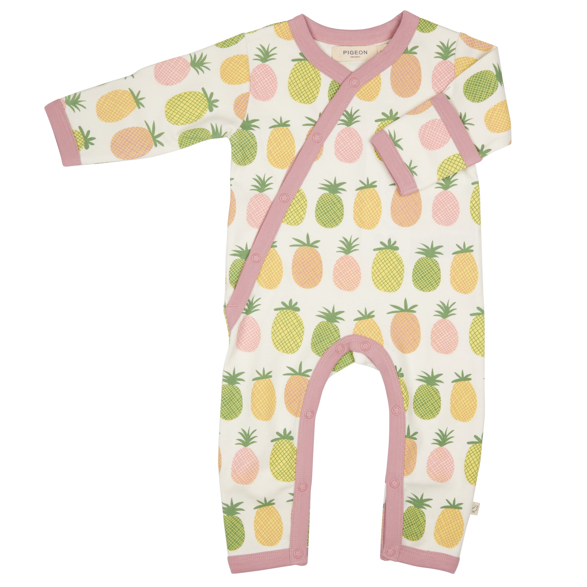 Pigeon Organics, rompers, Pigeon Organics - Baby Kimono romper, pineapple print