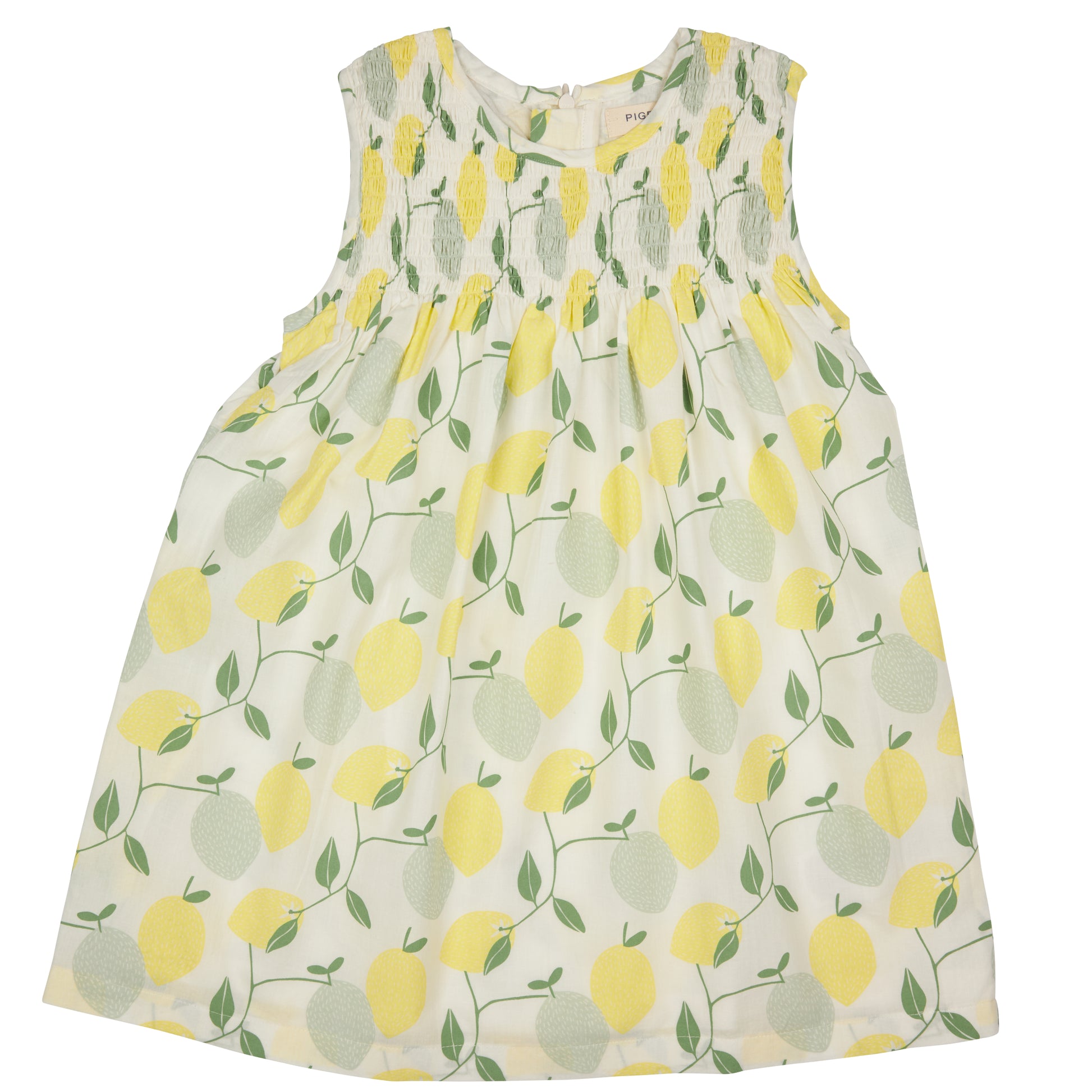 Pigeon Organics, dresses, Pigeon - Sleeveless smock Lemon print dress