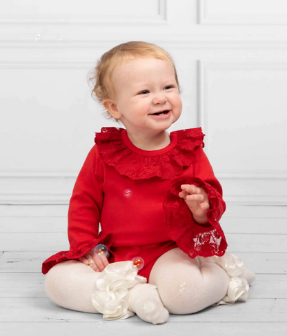 Caramelo Kids, bodyvest, Caramelo Kids - Red lace body suit, 034171