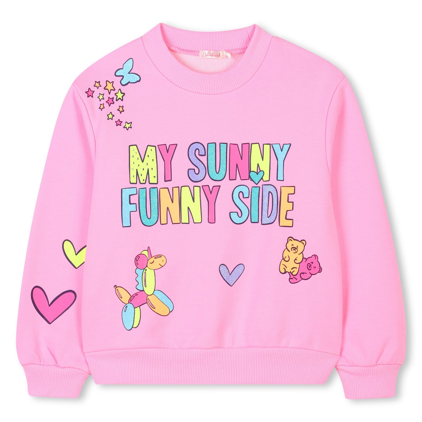 Billieblush - Pink sweatshirt, 'My Sunny Funny Side' front design