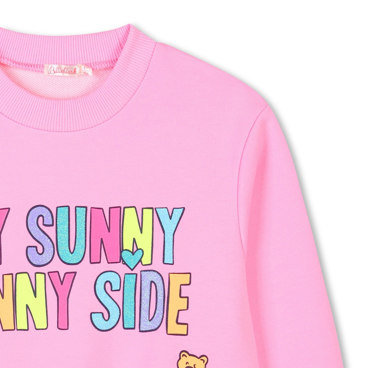 Billieblush - Pink sweatshirt, 'My Sunny Funny Side' front design