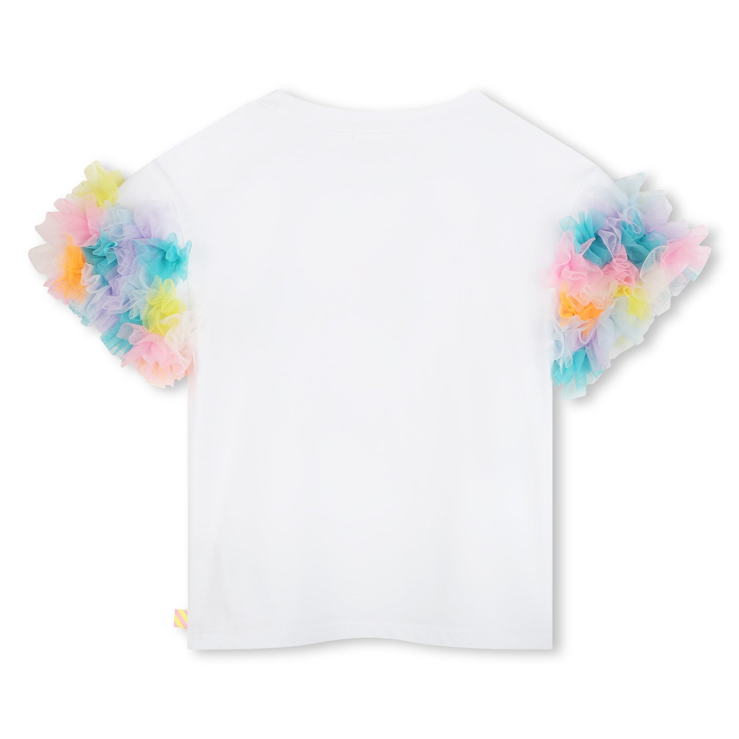 Billieblush - White T-shirt with multi-coloured ruffle short sleeves