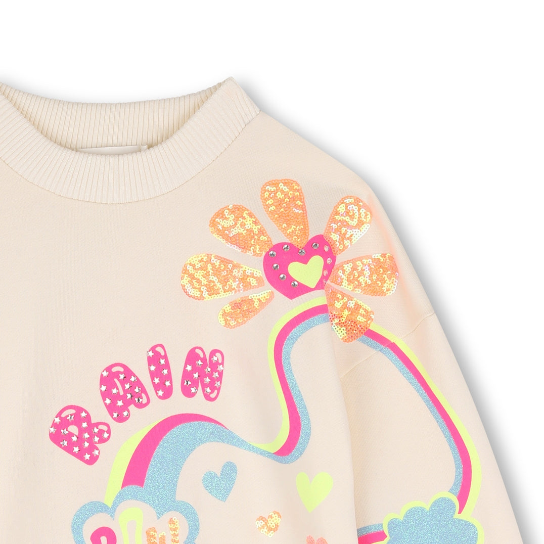 Billieblush - Cream sweat top with 'Rainbow'  sparkle print