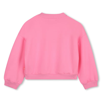 Billieblush - Pink sweat top with sparkle cat Billieblush front print