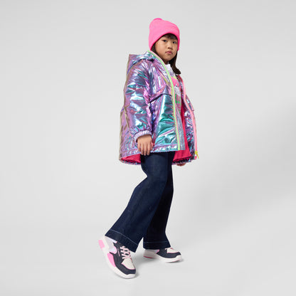Billieblush - Iridescent purple padded hooded coat,