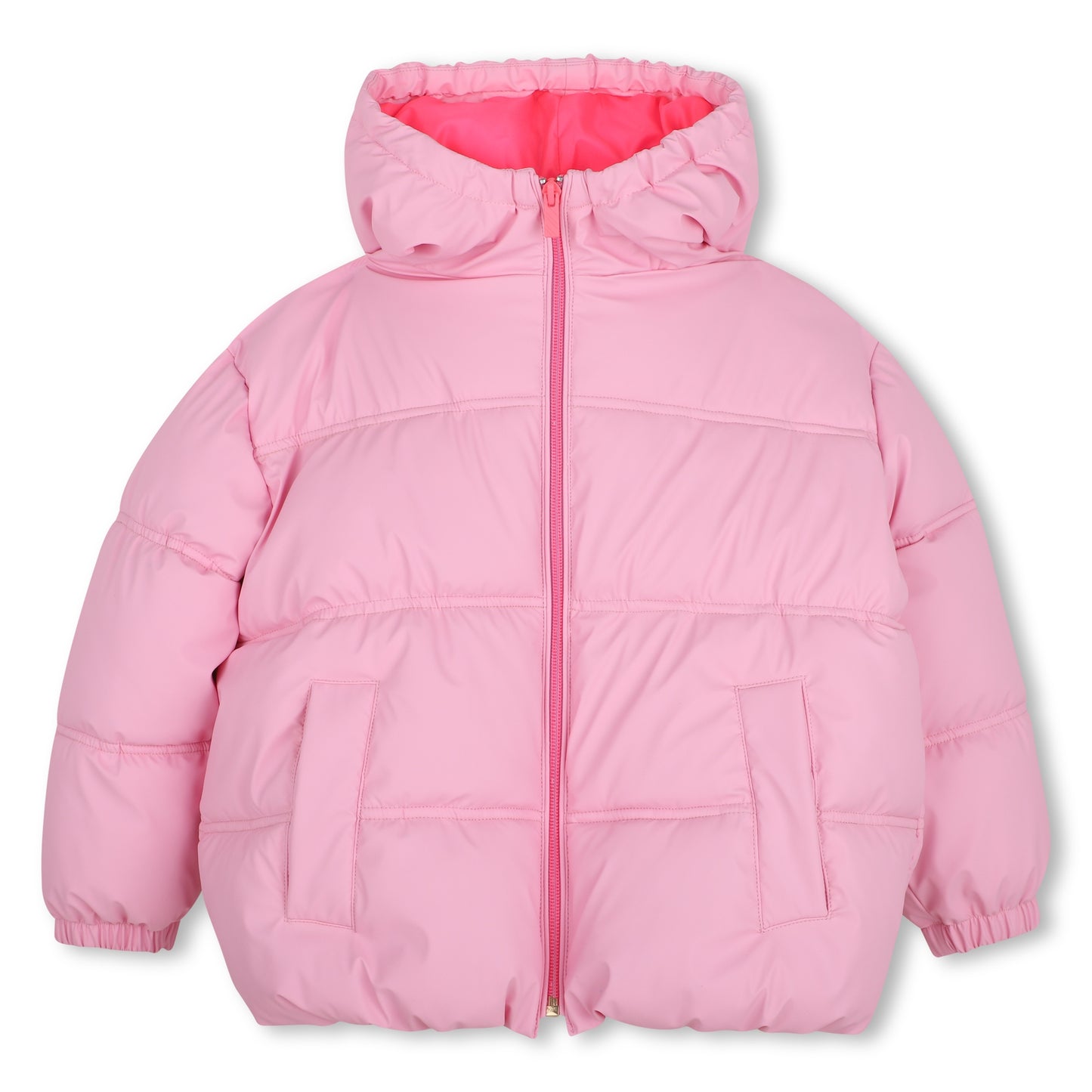 Billieblush - Pink padded hooded coat, Billienlush detail on back