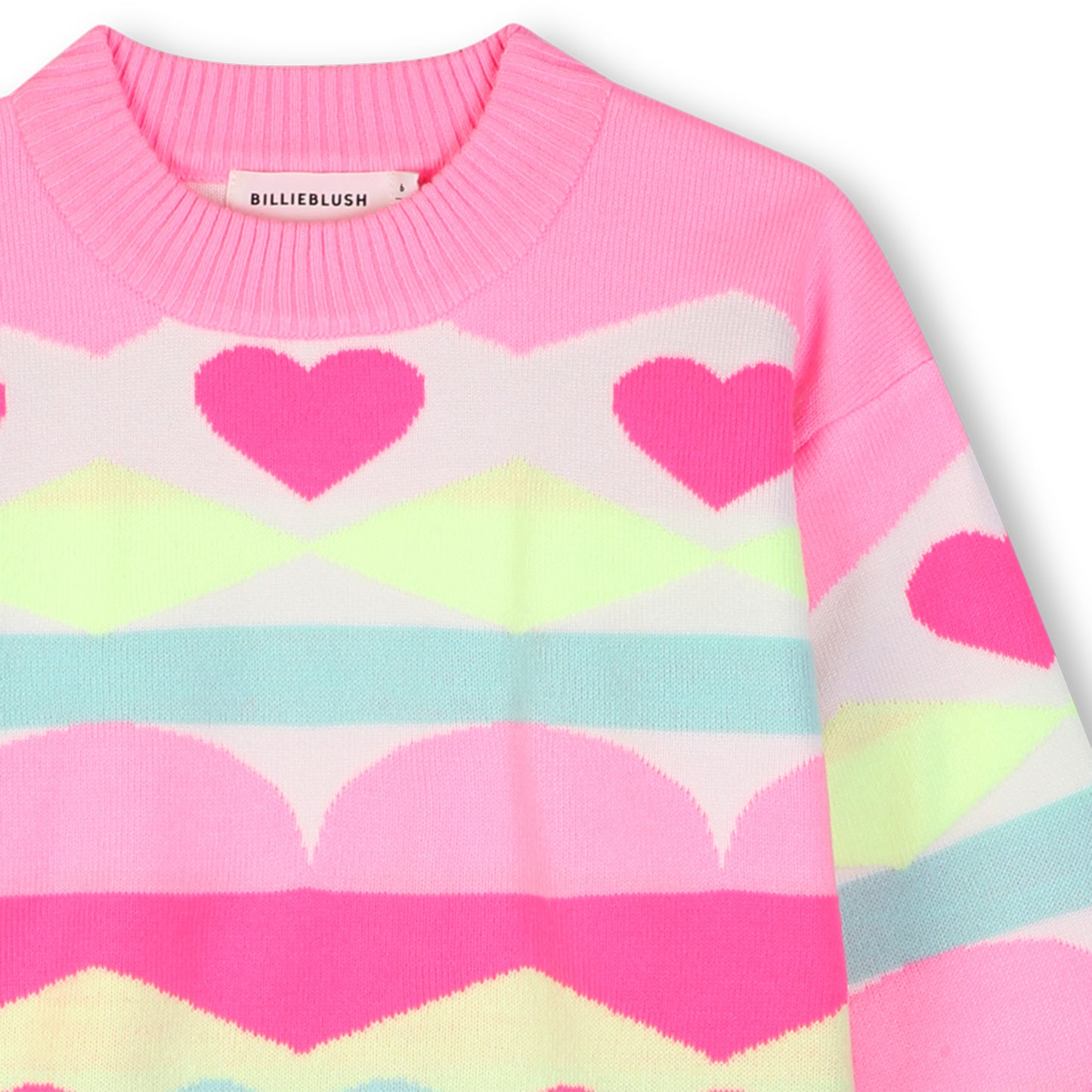 Billieblush - Pink knit sweater, heart pattern