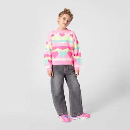 Billieblush - Pink knit sweater, heart pattern