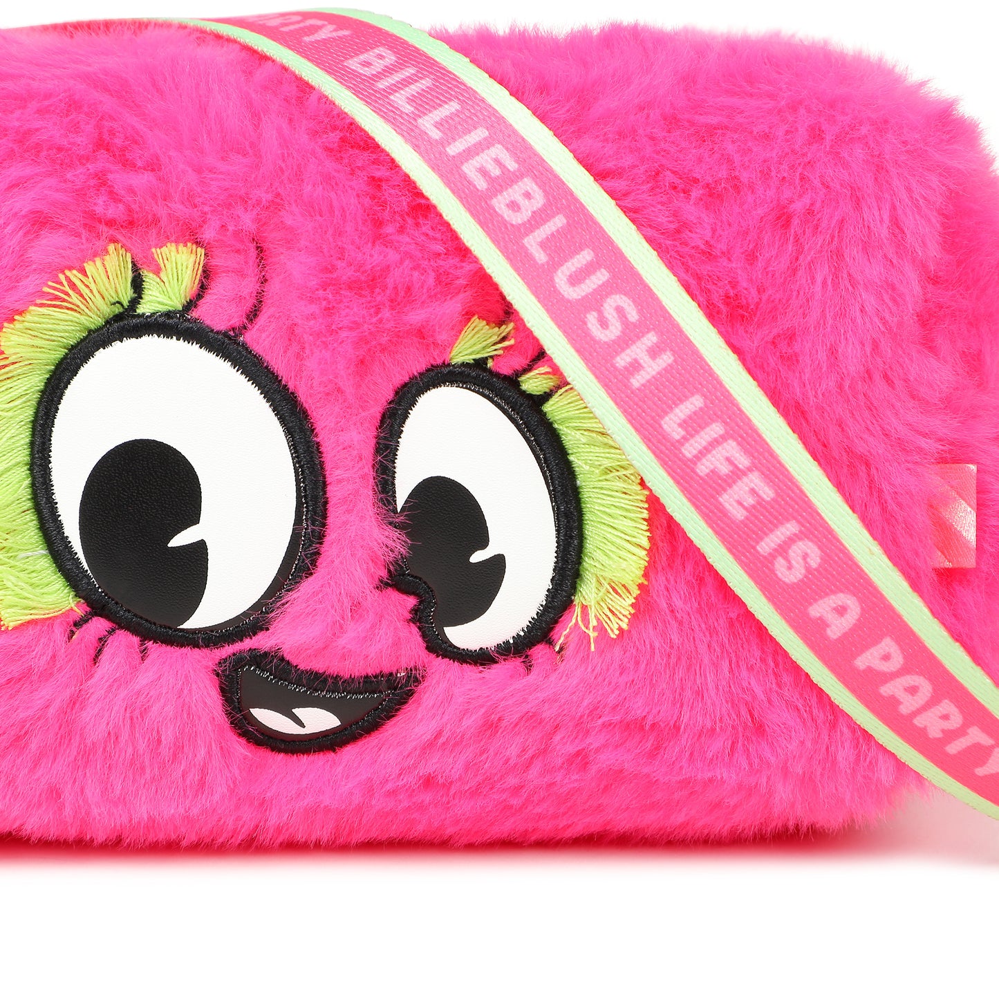 Billieblush - Pink faux fur shoulder bag with eyes