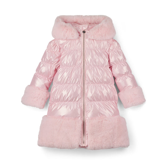 A'Dee - Light pink pearl, coat with faux fur trim