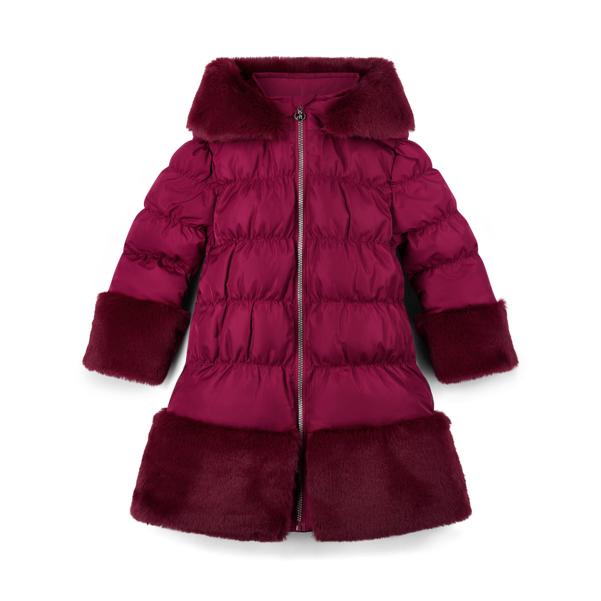 A'Dee - Burgandy coat with faux fur trim