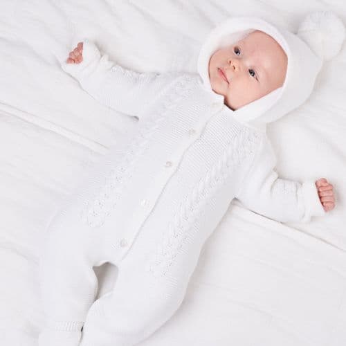 Dandelion - Knitted Pramsuit, White