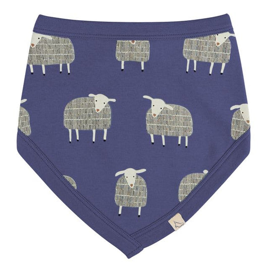 Pigeon Organics - Blue reversible bib with sheep print