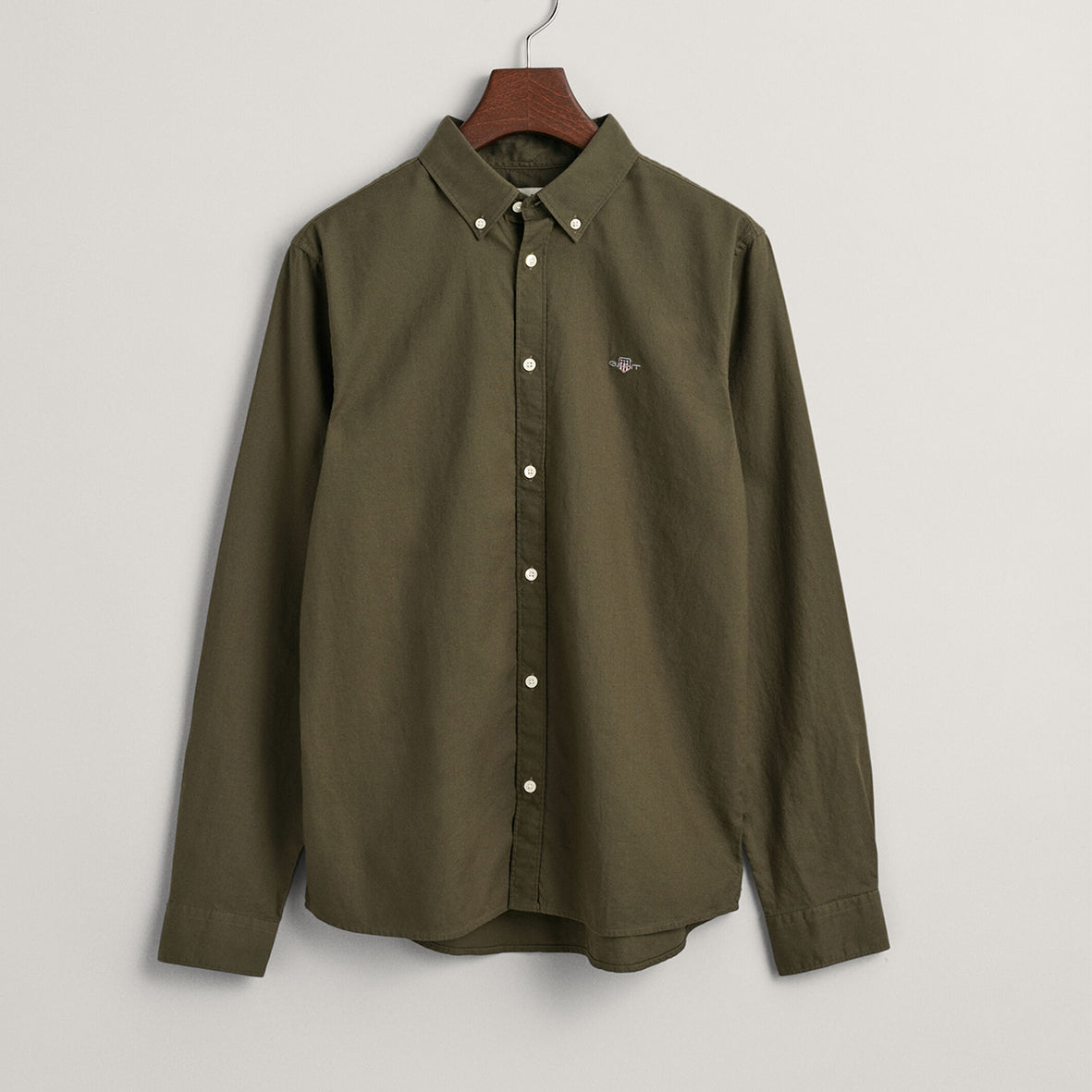 Gant, shirts, Gant - Shield Oxford shirt, juniper green