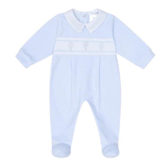 Deolinda - Pale blue velour all in one, balloon detail