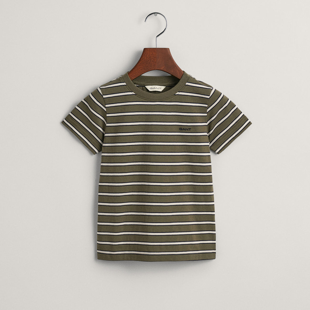 Gant, T-shirts, Gant - Green and cream stripe T-shirt