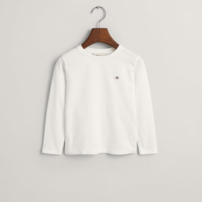 Gant, T-shirts, Gant - White LS T-shirt