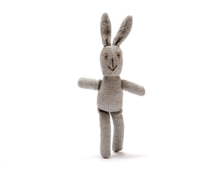 Best Years, soft toy, Knitted Organic Bunny Rattle - Grey