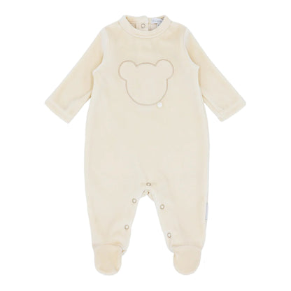 blues baby, All in ones, blues baby - Sand velour all in one, teddy motif