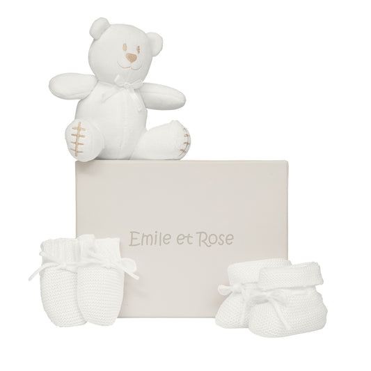 Emile et Rose - Gift box, Booties set, white