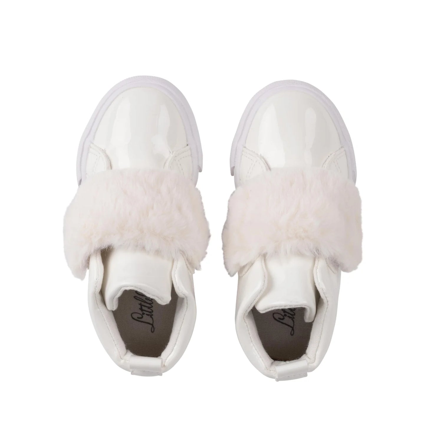 Little A, footwear, Little A - Faux fur strap high top, footwear, white