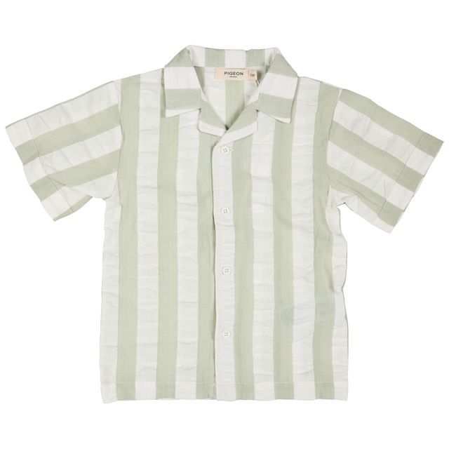 Pigeon Organics - Seersucker Wide Stripe Shirt, Sea Foam
