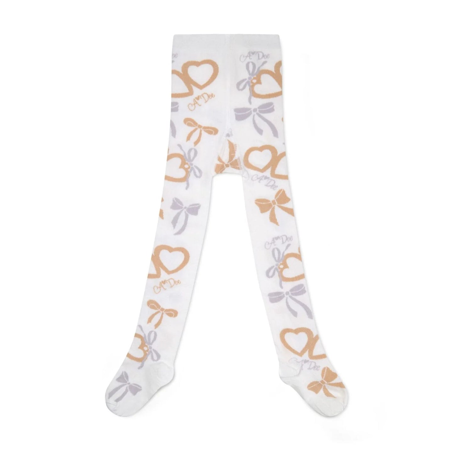 A'Dee - Bow print tights, cream