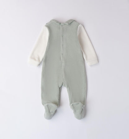 iDO, All in ones, iDO - Sage green velour All in one, mock dungaree