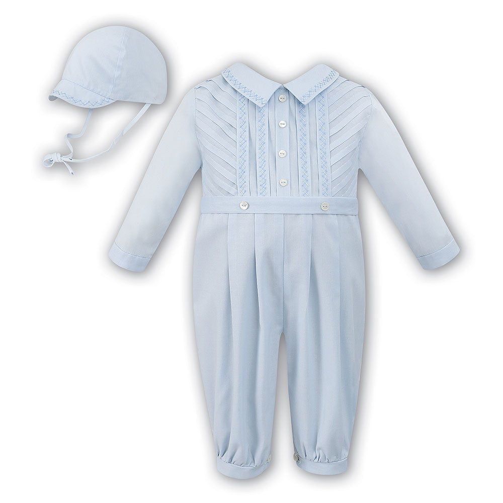 Sarah Louise - Baby romper and cap, Baby Blue, 18 months 010446 | Betty McKenzie