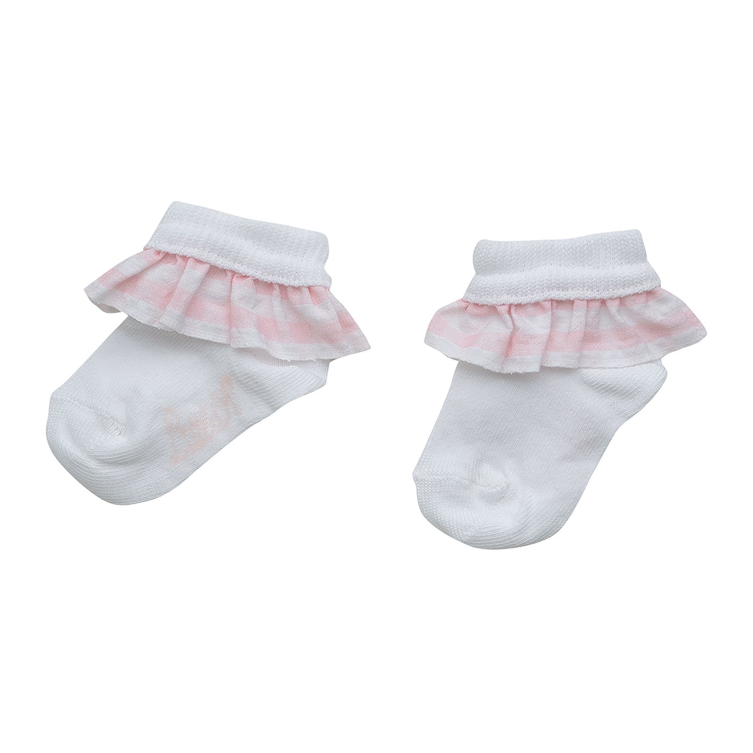 Little A, socks, Little A  - Ankle Socks, Gracelynn, white with pink rose trim