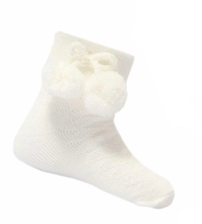 Betty Mckenzie, Socks, Soft Touch - ankle pompom socks cream