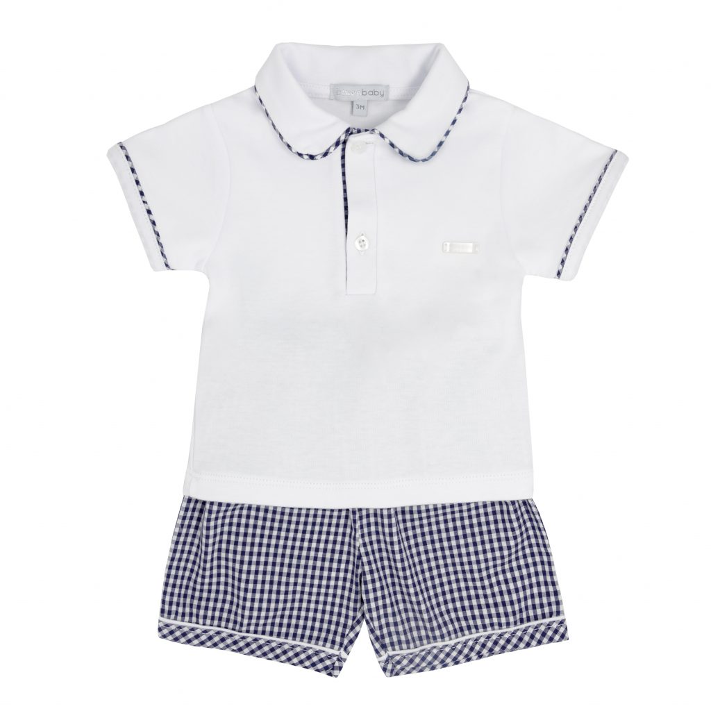 blues baby, Outfits, blues baby - baby boys navy gingham shorts set BB0335