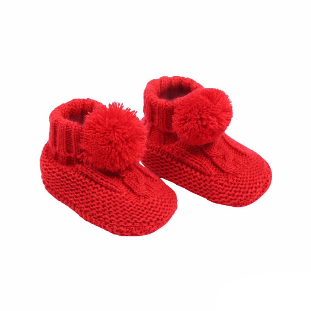 Betty Mckenzie, booties, Soft Touch - Booties red pom pom