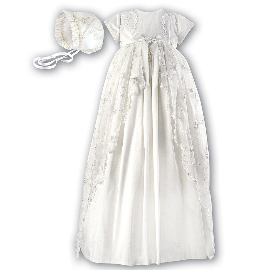 Sarah Louise  - Silk and Lace Christening gown 001133KS | Betty McKenzie
