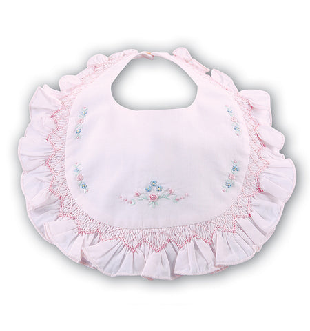 Sarah Louise - Smocked Baby bib 003307P available in 3 colours | Betty McKenzie