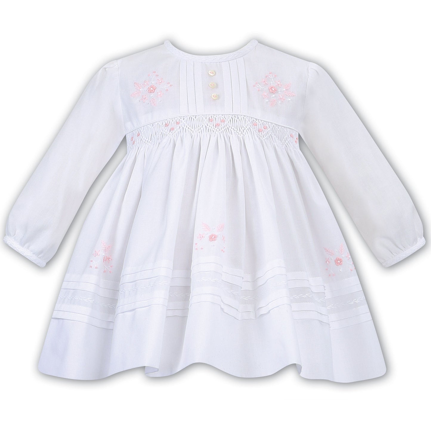 Sarah Louise, Dress, Sarah Louise - Hand smocked dress, white  011618