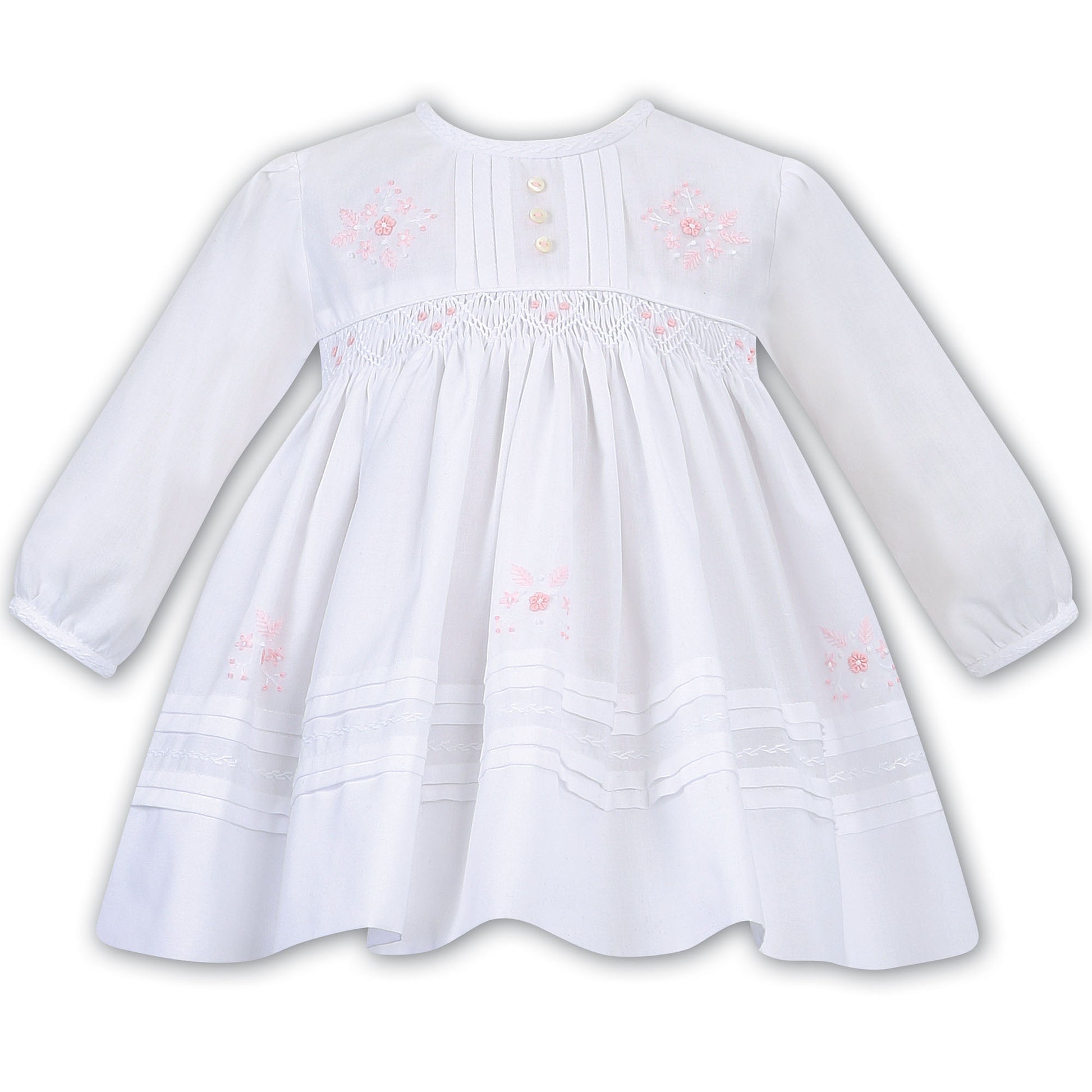 Sarah Louise, Dress, Sarah Louise - Hand smocked dress, white  011618