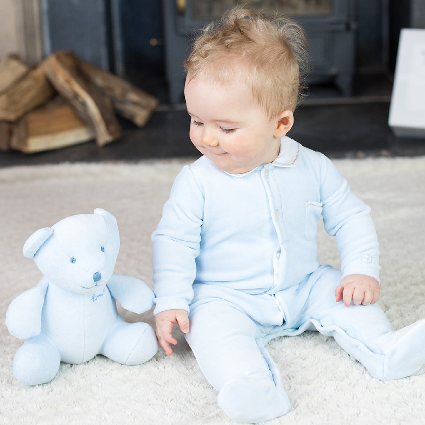 Emile et Rose, soft toy, Emile et Rose - Large pale blue bear, Emile