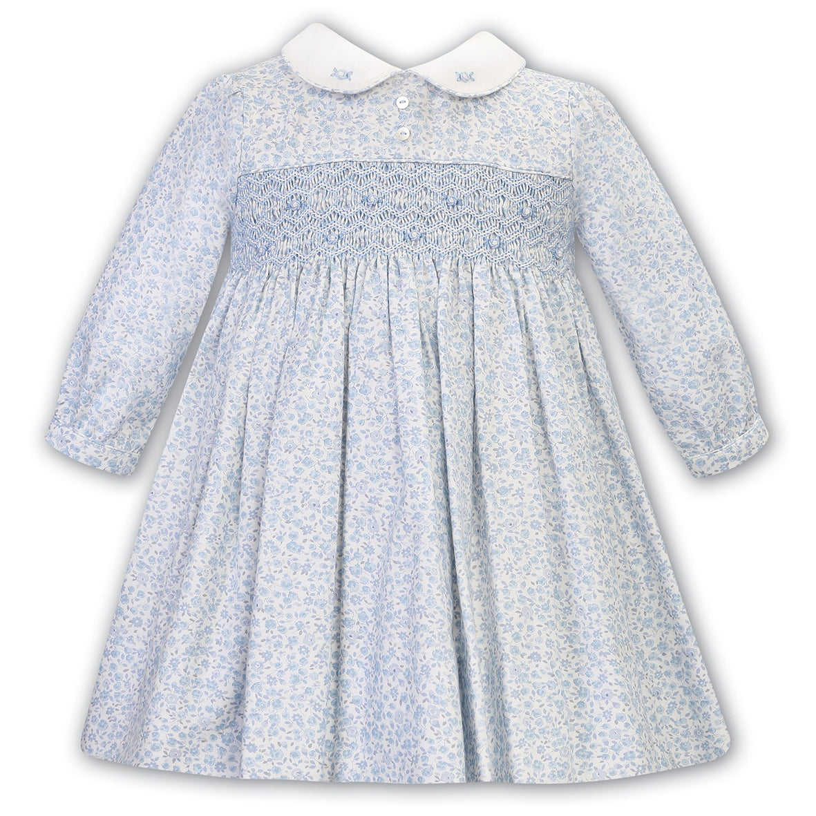 Sarah Louise, Dresses, Sarah Louise - Hand smocked pale blue floral dress, 18 months